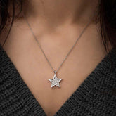 Silver Baguette Stone Star Necklace
